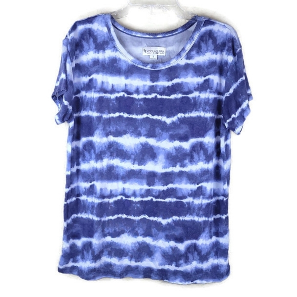 Koolaburrra by Ugg Shirt Womens S Blue Tie‎ Dye Stretch Modal Relaxed Tee - Picture 2 of 11